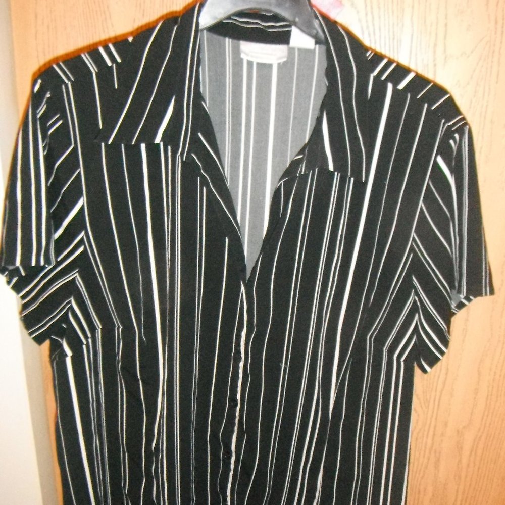 Worthington Woman Stretch, 3X, black/white stripe